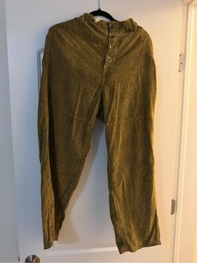 Free People Olive Green Corduroy Pants - Classic Button Fly